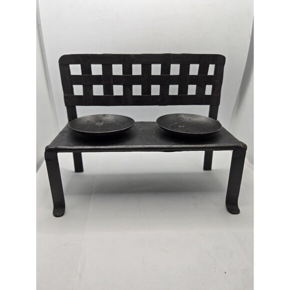 Metal Sculpture Weaved Bench Candle Holder - Picture 5 of 9